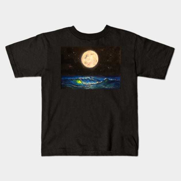 low moon tide Kids T-Shirt by gforall